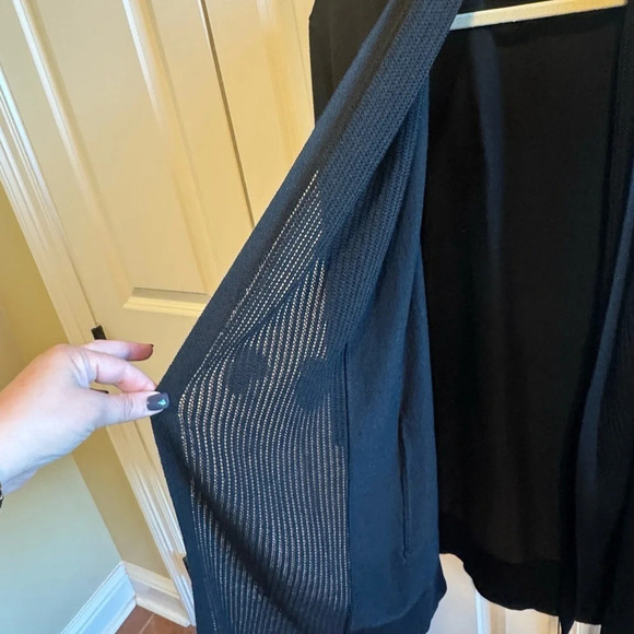Avenue Black Oversized Open Front Cardigan Sweater Pockets Size 26/28. - Picture 5 of 5